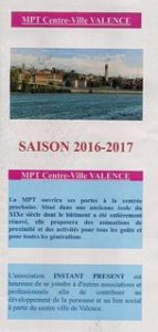 Yoga Science dee Vie : brochure des activités 2016-2017 MPT Valence